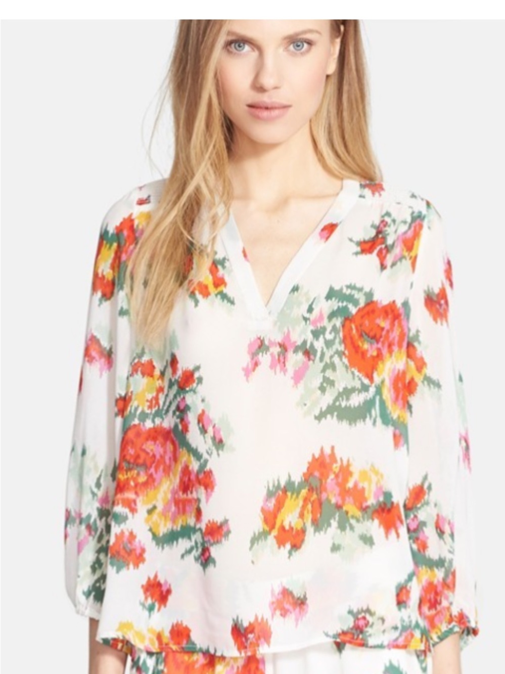 Joie Axcel Floral Print Silk Blouse size L
